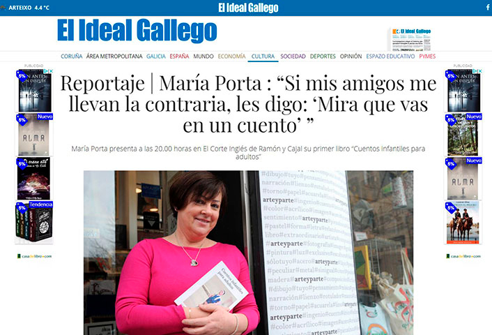 El Ideal Gallego dedica un reportaje a la presentación de la nueva obra de María Porta