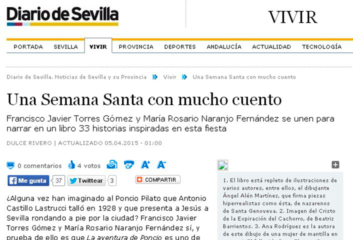 Diario de Sevilla escribe sobre "Cuentos y relatos inéditos de Semana Santa"