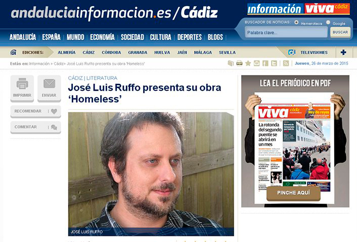 José Luis Ruffo presenta su obra "Homeless" en Cádiz