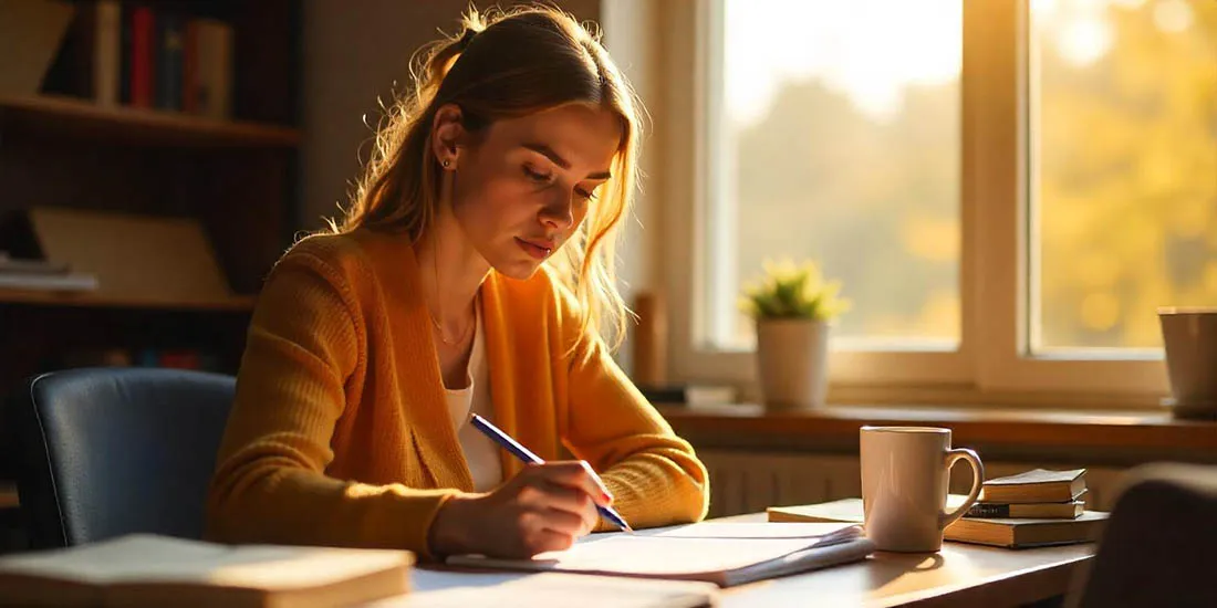 Escritor comparando planes de autoedición con gesto de confianza