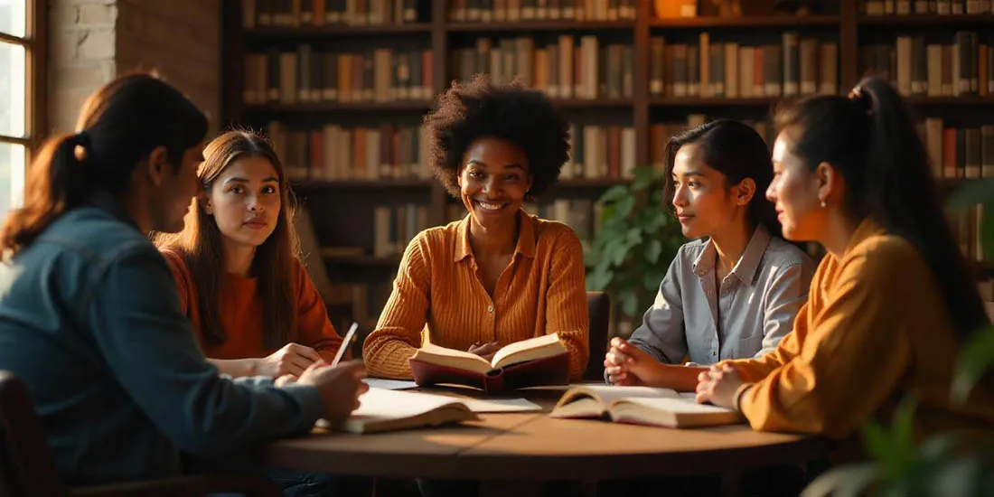 Autor impartiendo un taller literario a un grupo de personas